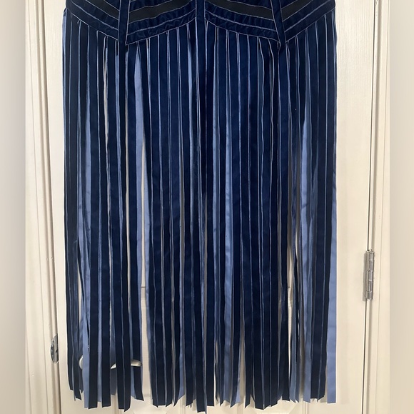 ♦️ Free People Blue Fringe Maxi Skirt Size 10 Rare - Picture 9 of 12